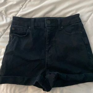 black jean shorts
